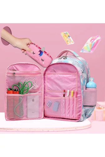 Ghiozdan Școlar Ergonomic Fete Din Poliester Impermeabil Și Ușor ZUONU Roz  44*32*16cm