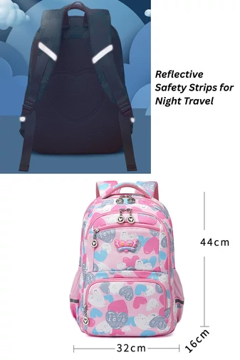 Ghiozdan Școlar Ergonomic Fete Din Poliester Impermeabil Și Ușor ZUONU Roz  44*32*16cm