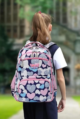 Ghiozdan Școlar Ergonomic Fete Din Poliester Impermeabil Și Ușor ZUONU Roz  44*32*16cm