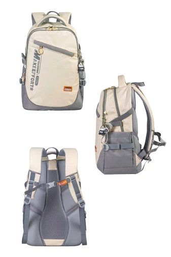 Rucsac Premium Unisex Pentru Școală Și Călătorii Din Țesătură Oxford Ergonomic ZUONU Bej Cu Portocaliu 46*31*20cm