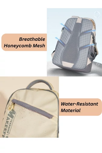 Rucsac Premium Unisex Pentru Școală Și Călătorii Din Țesătură Oxford Ergonomic ZUONU Bej Cu Portocaliu 46*31*20cm
