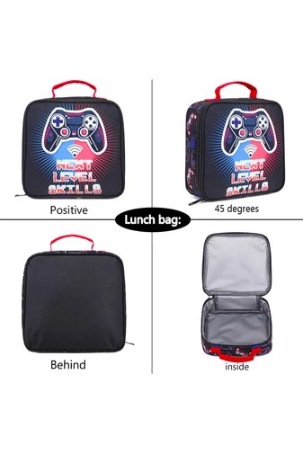 Set Rucsac Școală Pentru Băieți Negru Cu Model Gamer (3buc)