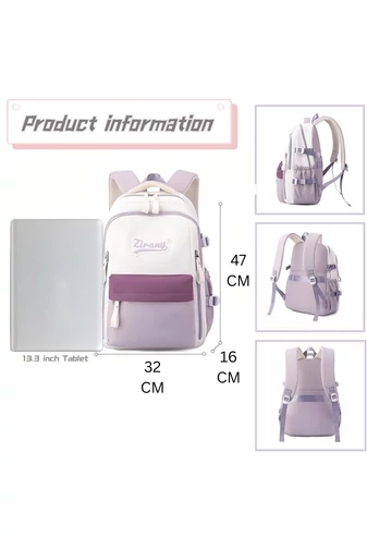 Rucsac Multifunctional Unisex Cu Funcții Anti Furt Și Compartimentare Inteligentă Maro Cu Bej 47*32*16cm
