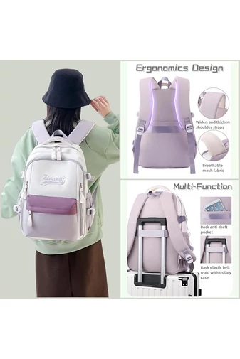 Rucsac Multifunctional Unisex Cu Funcții Anti Furt Și Compartimentare Inteligentă Maro Cu Bej 47*32*16cm