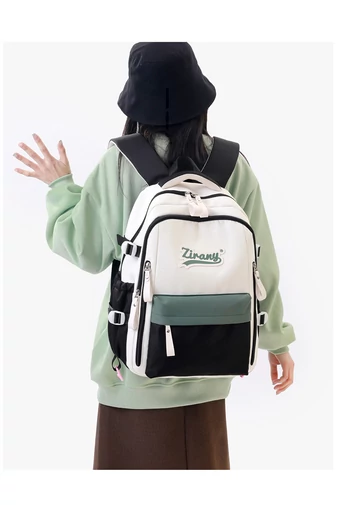 Rucsac Multifunctional Unisex Cu Funcții Anti Furt Și Compartimentare Inteligentă Negru Cu Bej 47*32*16cm