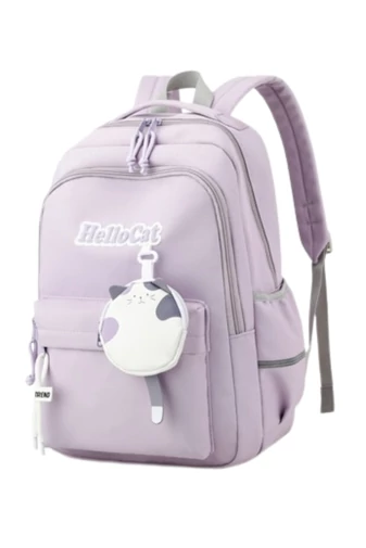 Rucsac Școală Cu Compartimente Multiple Impermeabil Roz Cu Breloc Inclus 44*28*14cm