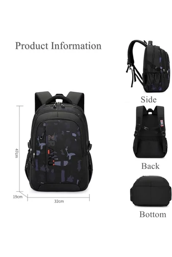 Rucsac Multifuncțional Cu Design Moder Și Capacitate Mare Ideal Pentru Școală Sau Călătorii Negru 47*32*19cm