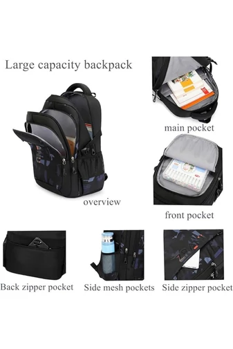 Rucsac Multifuncțional Cu Design Moder Și Capacitate Mare Ideal Pentru Școală Sau Călătorii Negru 47*32*19cm
