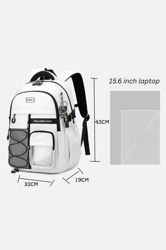 Rucsac Impermeabil Capacitate Mare Din Poliester, Spațiu Laptop 15,6'' Alb 45*32*19cm