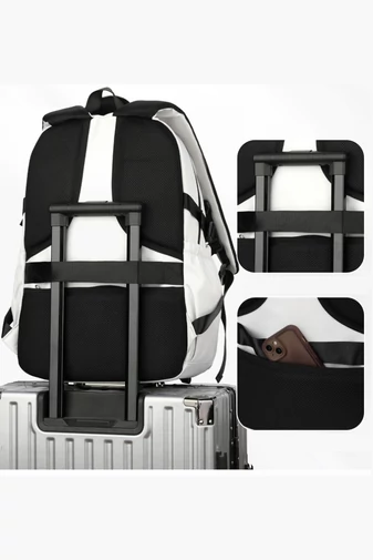 Rucsac Impermeabil Capacitate Mare Din Poliester, Spațiu Laptop 15,6'' Alb 45*32*19cm