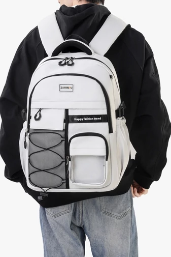 Rucsac Impermeabil Capacitate Mare Din Poliester, Spațiu Laptop 15,6'' Alb 45*32*19cm