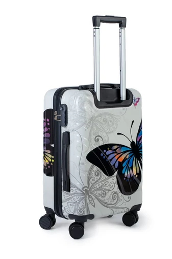 Troler Mediu Cu Pereți Tari Din ABS Model Fluturi 65*43*26cm