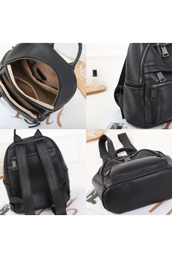 Rucsac Damă Din Piele Naturală Elegant Și Practic Cu Buzunare Multiple Negru 34*29*13cm