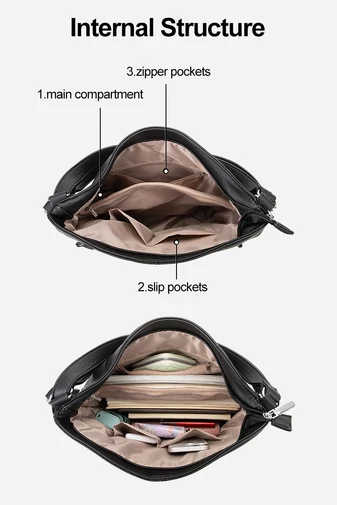 Geantă De Umăr 2în1 Rucsac Damă Silvia Rosa Neagră Multifuncțională Din Piele Ecologică De Dimensiunea 35*32*14cm