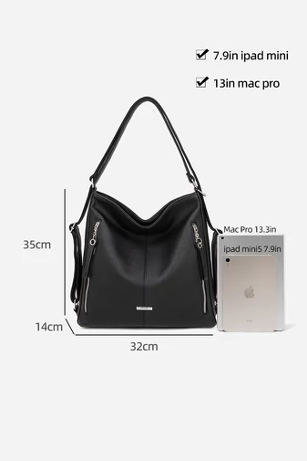Geantă De Umăr 2în1 Rucsac Damă Silvia Rosa Neagră Multifuncțională Din Piele Ecologică De Dimensiunea 35*32*14cm