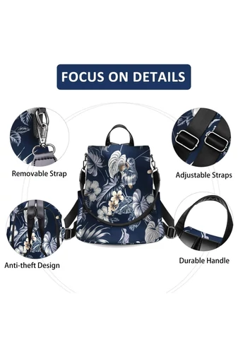 Rucsac Multifuncțional Impermeabil Bonluo Albastru Cu Design Floral 35*32*15cm