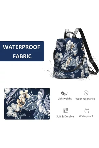 Rucsac Multifuncțional Impermeabil Bonluo Albastru Cu Design Floral 35*32*15cm