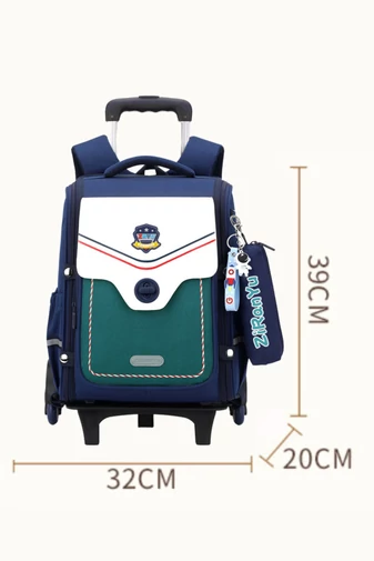 Rucsac Cu Roti Școlar Albastru Impermeabil Cu Mâner Detasabil 39*32*20 cm