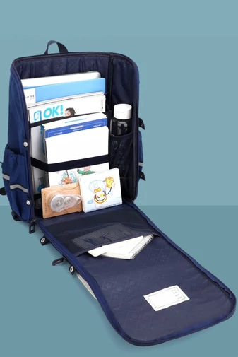Rucsac Cu Roti Școlar Albastru Impermeabil Cu Mâner Detasabil 39*32*20 cm