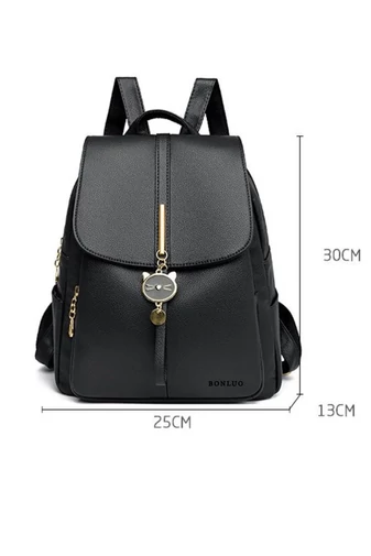 Bonluo Rucsac Damă Albastru Închis Din Imitație Piele Accesorizat Cu Cap De Pisicuță (30x25x13cm)