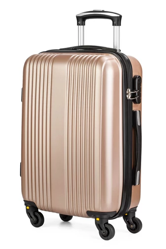 Set Troler Culoarea Șampaniei Cu Pereți Tari Din ABS Cu 4 Roți