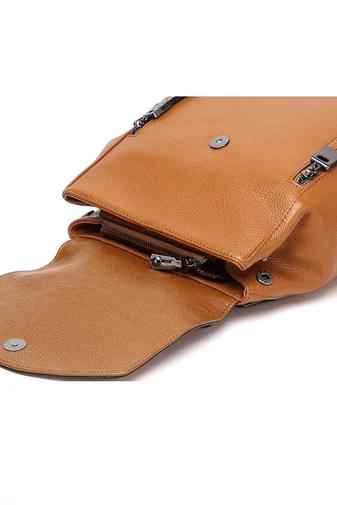 Rucsac Damă Elegant Din Piele Naturală Cu Compartimente Multiple Bonluo Maro Coniac 28*26*13cm