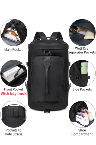  Bonluo Geantă De Voiaj /Rucsac Negru Din Material Impermeabil , Dimensiuni Wizzair (40*30*20cm) Calitate Premium