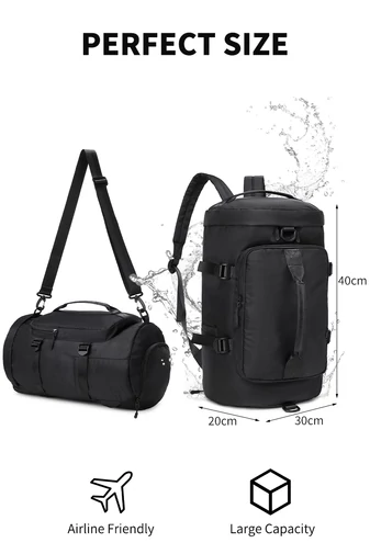  Bonluo Geantă De Voiaj /Rucsac Negru Din Material Impermeabil , Dimensiuni Wizzair (40*30*20cm) Calitate Premium