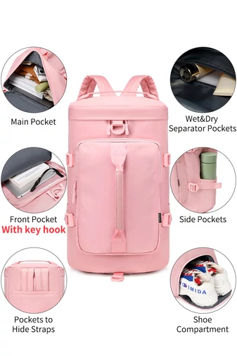  Bonluo Geantă De Voiaj /Rucsac Roz Din Material Impermeabil , Dimensiuni Wizzair (40*30*20cm)Calitate Premium