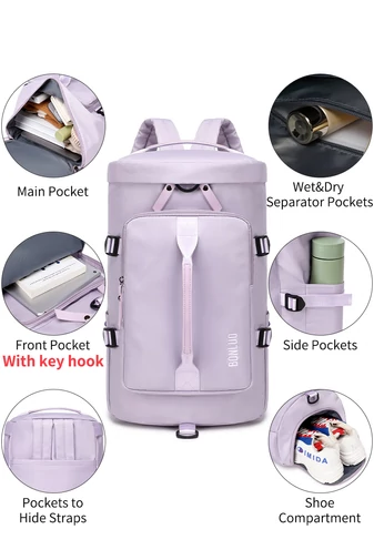  Bonluo Geantă De Voiaj/Rucsac Mov Din Material Impermeabil , Dimensiuni Wizzair (40*30*20cm) Calitate Premium