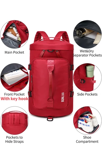  Bonluo Geantă De Voiaj /Rucsac Vișiniu Din Material Impermeabil , Dimensiuni Wizzair (40*30*20cm) Calitate Premium
