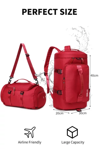  Bonluo Geantă De Voiaj /Rucsac Vișiniu Din Material Impermeabil , Dimensiuni Wizzair (40*30*20cm) Calitate Premium