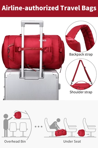  Bonluo Geantă De Voiaj /Rucsac Vișiniu Din Material Impermeabil , Dimensiuni Wizzair (40*30*20cm) Calitate Premium