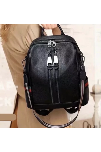 Rucsac Dama Din Piele Naturală Multifuncțional Bonluo Negru 29*24*11cm