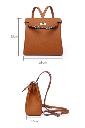 Rucsac Dama Mini Din Piele Naturală Cu Un Design Elegant Bonluo Maro 25*23*10cm