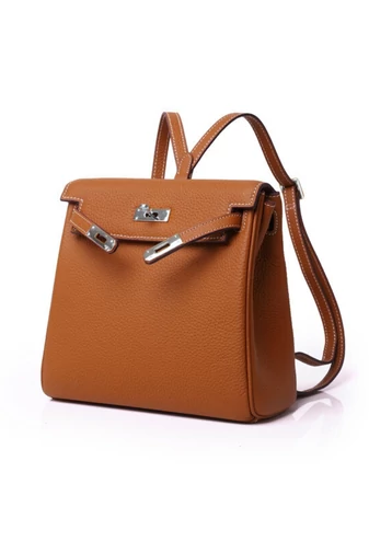 Rucsac Dama Mini Din Piele Naturală Cu Un Design Elegant Bonluo Maro 25*23*10cm