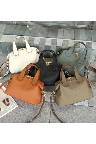 Geantă De Mana Elegantă Multifunctională Din Piele Naturală Bonluo Neagră 22*30*13cm