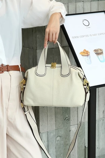 Geantă De Mana Elegantă Multifunctională Din Piele Naturală Bonluo Neagră 22*30*13cm
