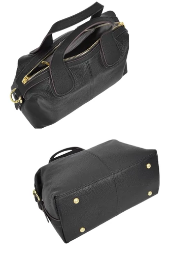 Geantă De Mana Elegantă Multifunctională Din Piele Naturală Bonluo Neagră 22*30*13cm