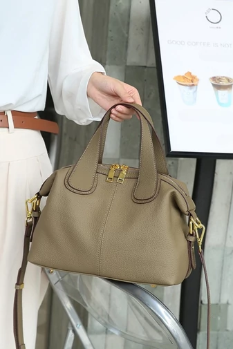 Geantă De Mana Elegantă Multifunctională Din Piele Naturală Bonluo Neagră 22*30*13cm