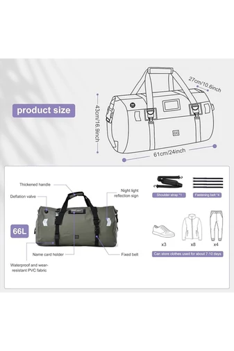 Geantă Voiaj Din PVC Impermeabil Neagră 66L Capacitate Mare 43*61*27cm