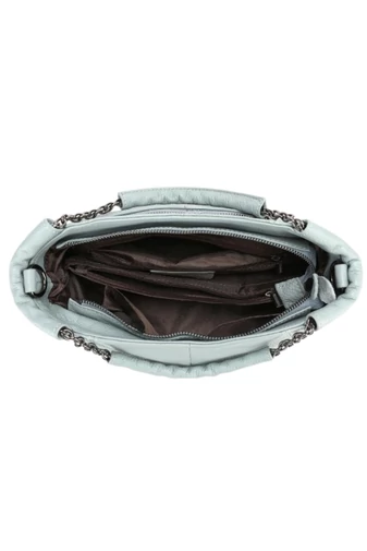 Geantă De Mana Elegantă Și Compactă Din Piele Naturală Albastru Deschis 16.5*26.5*13cm 