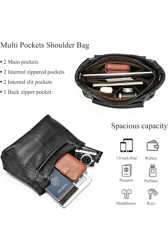 Geantă De Mana Elegantă Și Compactă Din Piele Naturală Albastru Deschis 16.5*26.5*13cm 