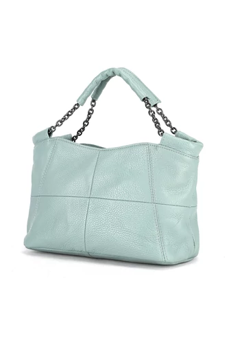 Geantă De Mana Elegantă Și Compactă Din Piele Naturală Albastru Deschis 16.5*26.5*13cm 