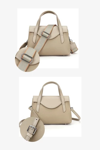 Geantă De Mana 2în1 Crossbody Din Piele Naturală Bej Elegantă Și Compactă 17*25*11cm