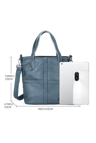 Geanta de Mana 2în1 Crossbody Mini Multifuncțională Din Piele Naturală Albastră 25*23*12cm