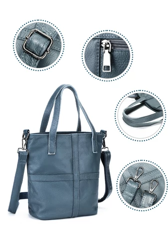 Geanta de Mana 2în1 Crossbody Mini Multifuncțională Din Piele Naturală Albastră 25*23*12cm