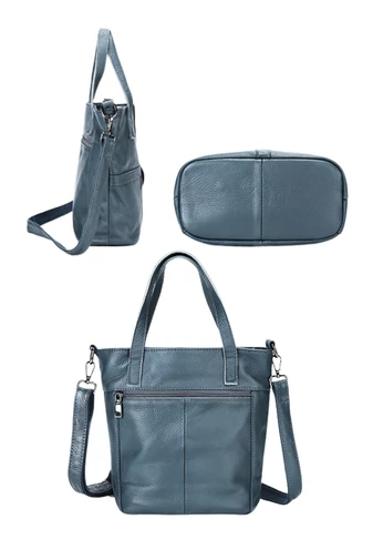 Geanta de Mana 2în1 Crossbody Mini Multifuncțională Din Piele Naturală Albastră 25*23*12cm