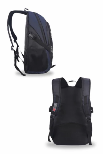 Ghiozdan Din Poliester Impermeabil Albastru Deschis Cu Negru Cu Compartimente Multiple 46*32*19cm