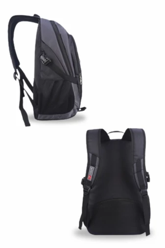 Ghiozdan Din Poliester Impermeabil Albastru Deschis Cu Negru Cu Compartimente Multiple 46*32*19cm